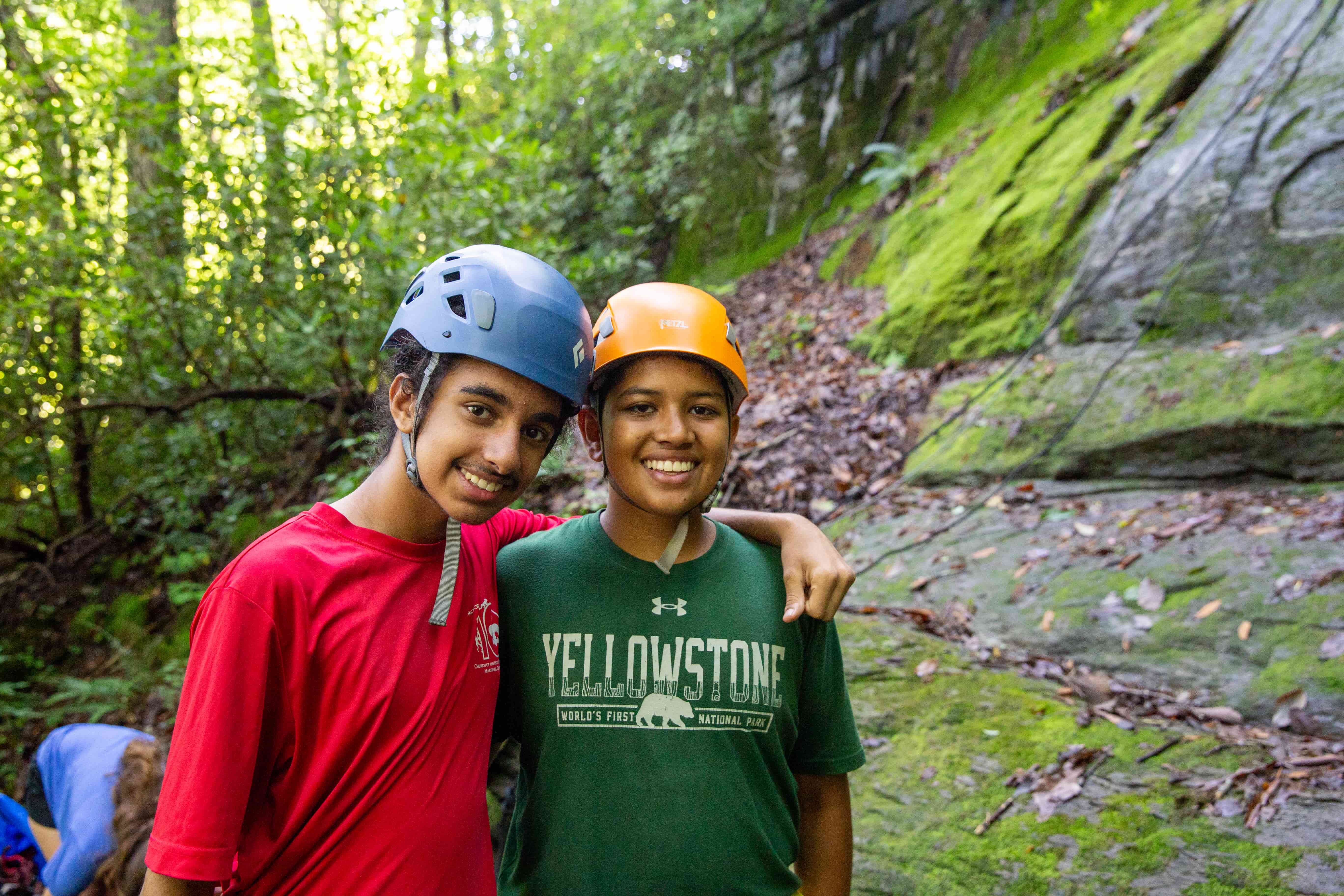 Two kids hanging out at climbing